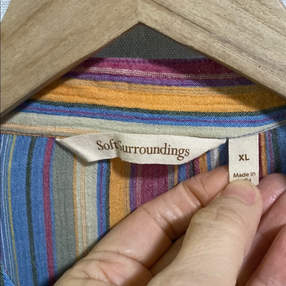 Soft Surroundings Stunning Turin Colorful Striped Beaded Kurta Boho Tunic - Picture 3 of 10